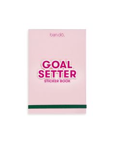 a pink sticker book with the words goal setter written in purple on it