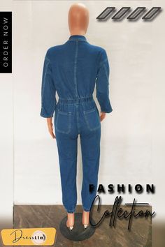 Casual Waist Lace Up Button Denim Jumpsuit Casual Medium Wash Denim Jumpsuit For Work, Casual Denim Overall Jumpsuit For Work, Casual Overalls With Button Closure For Workwear, Casual Overalls With Buttons, Casual Denim Blue Jumpsuit For Work, Casual Blue Overalls With Buttons, Casual Blue Denim Jumpsuit For Work, Blue Denim Jumpsuit With Buttons, Blue Button-up Overalls For Spring