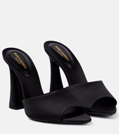 Suite 105 Satin Sandals in Black - Saint Laurent | Mytheresa Satin Sandals, Dr Shoes, Shoes Heels Classy, Heels Classy, Fancy Shoes, Aesthetic Shoes, Elegant Shoes, Saint Laurent Shoes, Shoe Closet