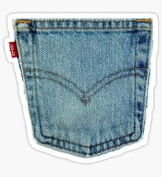 a blue jean pocket sticker on a white background