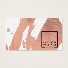 a business card with an abstract design in pink and white, on a white background