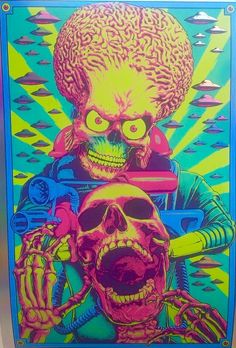 an image of a poster with two skulls on it