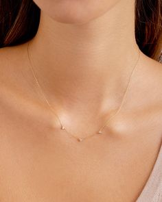 Diamond Eve Necklace – gorjana Dainty Rose Gold Jewelry, Bridesmaids Accessories, Turquoise Birthstone, Floating Diamond Necklace, Trio Necklace, Gorjana Jewelry, Jewelry Gift Guide, Dainty Diamond Necklace, Etsy Promotion