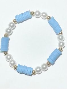 Clay Bead Bracelet - Etsy Blue Bracelet Ideas Clay Beads, Cute Clay Bead Bracelet Ideas Easy, Bracelet Patterns With Clay Beads, Bracelet Designs Clay Beads, Y2k Bracelets Clay Beads, Ideas For Making Bracelets, Bead Clay Bracelets, Diy Bracelets Design, Clay Bracelet Designs