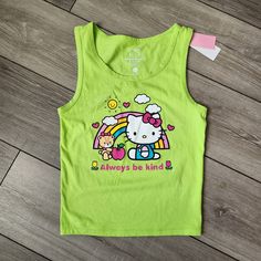 Neon Green Hello Kitty, Green Hello Kitty, Small Hello Kitty, Crop Tank, Neon Green, Be Kind, Childhood Memories, Hello Kitty, Super Cute