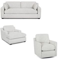 three different types of white couches and chairs