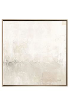 an abstract painting with white and grey tones