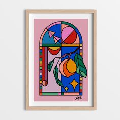 a framed art print with an abstract design