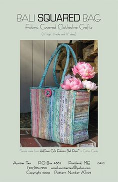 Bali Squared Bag - Clothesline Crafts Tote Bag Patterns, Quilted Bags, Fabric Sewing Patterns, Unique Purses, Machine Sewing, Patchwork Bags, Bag Patterns To Sew, Free Quilting, Tote Pattern