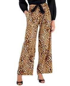 These cheetah-print pants from INC International Concepts have a wide-leg silhouette for when you want something with big impact. Approx. inseam: 31" High rise; wide leg Pull-on style Pleated at top of leg Slant pockets at front Linen/rayon/spandex Machine washable Imported Web ID: 13335487 Blazers Women, Wallets Women, Gloves Women, Blouses Women, Pants Linen, Women Ties, Skirts Women, Women Coats, Women Sweatshirts