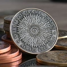 a pile of coins sitting next to each other