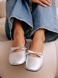 Missy Ballet Flat - Silver Blue Cinderella Dress, Silver Shoes Outfit, Thrift Manifest, Light Blue Shoes, Ballet Flats Outfit, Silver Ballet Flats, Nancy Wilson, Formal Shoe, Cinderella Dress