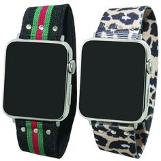 This 2-pack Elastic Apple Watch Band set from Olivia Pratt is absolutely adorable and eye-catching! Featuring two unique printed, stretchy elastic apple watch bands. Size: 42mm. Color: black green stripe, tan leopard. Gender: unisex. Trendy Bracelet Strap Apple Watch Band, Casual Apple Watch Band With Bracelet Strap, Trendy Apple Watch Band For Everyday Use, Trendy Black Watch Bands For Fashion Accessory, Trendy Black Watch Bands As Fashion Accessory, Adjustable Trendy Apple Watch Band, Casual Adjustable Watch Bands, Trendy Adjustable Apple Watch Band, Trendy Adjustable Watch Bands For Everyday