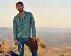 Alex Libby embraces rugged style in a two-pocket shirt from Abercrombie & Fitch. Alex Libby, Abercrombie Men, Red Wing Boots, Stylish Mens Fashion, Mens Fashion Casual Outfits