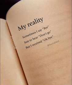 an open book with the words my reality written on it