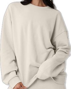 Alo Yoga Winter Tops, Oversized Athleisure Sweatshirt With Soft Texture, Alo Yoga Sporty Relaxed Fit Sweatshirt, Alo Yoga Relaxed Fit Sporty Sweatshirt, Alo Yoga Sporty Sweatshirt With Ribbed Cuffs, Solid Color Sportswear Tops For Fall, Solid Sportswear Tops For Fall, Solid Color Comfy Crew Neck Sweats, Alo Yoga Relaxed Fit Winter Tops