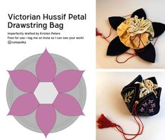 an image of a bag with flowers on it and the words victoria hussi petal drawstring bag