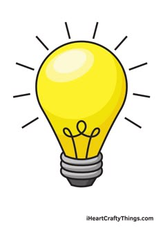 a yellow light bulb with the words heartcraft things com written on it and an image of