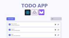 an image of a web page with the words todo app and icons on it