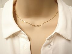 "This beautiful choker necklace is perfect for your everyday, birthday gift and bridesmaid gift. Enjoy two different looks with 2\" extender...you can have a short choker one day and longer one next day! (shown: 15\" + 2\" extender on skinny model). * I ship in 1- 3 days in a gift box from California * Chain: gold plated over brass {Custom - Extra long Chain} If you would like a longer chain (20\" to 34\"), please add this in your cart after select any necklace length. https://www.etsy.com/listi Elegant Gold Chain Choker As Gift, Dainty Chain Necklace With Simple Design For Gift, Simple Chain Choker Necklace As Gift, Simple Choker As Gift, Dainty Gold Chain Necklace For Wedding, Minimalist Wedding Chain Choker Necklace, Elegant Hypoallergenic Choker Necklace, Minimalist Wedding Choker Chain Necklace, Minimalist Wedding Choker Necklace