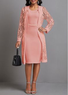 Color:Pink;Size:S;Size:M;Size:L;Size:XL;Size:XXL;Package Contents:1 X Dress;Occasion:Work;Style:Elegant; Elegant Pink Spring Cardigan, Elegant Pink Cardigan For Party, Elegant Pink Party Cardigan, Open Front Pink Dress For Spring, Pink Open Front Dress For Spring, Open Front Pink Spring Dress, Open Front Cardigan Outfit, Dress And Cardigan, Pink Long Sleeve Dress