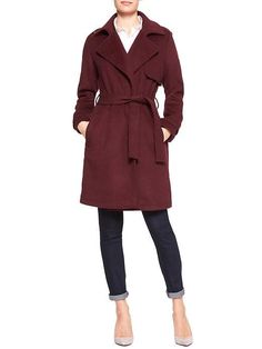 Double-Faced Wrap Coat Workwear Outerwear With Lapel Collar And Tie Waist, Winter Workwear Outerwear With Tie Waist, Formal Fall Pea Coat With Belted Cuffs, Belted Notch Lapel Pea Coat For Fall, Office Wool Coat With Belted Cuffs For Fall, Formal Fall Outerwear With Tie Waist, Fall Wool Coat With Belted Cuffs For Office, Fall Notch Lapel Belted Pea Coat, Fall Belted Pea Coat With Notch Lapel