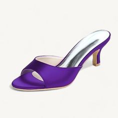 Category:Wedding Shoes,Sandals; Upper Materials:Satin; Lining Materials:Leatherette; Heel Type:Kitten Heel; Actual Heel Height:2.36; Gender:Women's; Toe Shape:Open Toe; Style:Minimalism; Heel Height(inch):2-3; Outsole Materials:Rubber; Closure Type:Loafer; Shipping Weight:0.55; Listing Date:09/08/2020; Production mode:Self-produce; Foot Length:; Size chart date source:Provided by Supplier. Purple Wedding Shoes, Kitten Heel Wedding Shoes, Wedding Shoes Sandals, Kitten Heel Shoes, Bridesmaid Shoes, Wedding Sandals, Womens Wedding Shoes, Shoe Closet, Heel Type