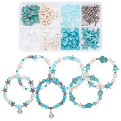 PRICES MAY VARY. ❤[BOHO STYLE BRACELET KIT]: This is a bohemian style summer ocean bracelets making kit, adorable ocean turtle beads make the bracelet charming and beautiful. You can make single layer bracelet and multi-layered beading bracelets to fit for your outfit. ❤[PREMIUM MATERIAL]: The turtle beads and starfish beads are made of synthetic turquoise or alloy,not easy to break. The frosted beads and faceted beads are made of glass. Opaque round beads are made of synthetic turquosie. ❤[YOU Layer Bracelets, Beading Bracelets, Beaded Starfish, Ocean Bracelet, Bracelet Making Kit, Bracelets Making, Ocean Turtle, Boho Style Bracelets, Bracelet Packaging