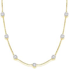 Lab Grown Diamonds By The Yard Station Necklace 14k Two Tone Gold (3.50ct) Diamond By The Yard, Diamonds By The Yard, Diamond Chain Necklace, Diamond Chain, Station Necklace, Bezel Setting, Lab Grown, Lab Grown Diamonds, Two Tone