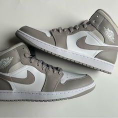 Nike Air Jordan 1 Mid 10.5 College Gray/Bone White Never Worn. Ordered From Goatapp See Receipt In Photos. Air Jordan 1 Gray White, Grey Air Jordan 1 Mid, Nike Jordan Air 1 Grey, Air Jordan 1 Mid Vintage Grey, Nike Shoes Jordans Gray, All Jordan Shoes Stadium Goods, Jordan 1 Mid Junior, Jordans 1 Gray, Jordan 1 Air Mid