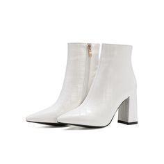 Color: White, Size: 32 Shoes Women 2022, Party Shoes Women, Female Boots, Heels Winter, Thick High Heels, Boots Thick, Dr Shoes, Women Ankle Boots, Classic Heels