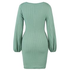 Blueish-green Tie Waist Knit Long Sleeve Dress Knit Long Sleeve Dress, Dresses Bodycon, Long Sleeve Knit Dress, Green Tie, Knit Long Sleeve, Bodycon Dresses, Women Dresses, Sleeve Dress, Dresses With Sleeves