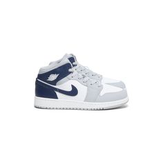 Navy Jordans, Wolf Grey Jordans, Grey Jordans, Mix Of Colors, Jordan Grey, Nike Air Jordan 1 Mid, Kid Lifestyle, Jordan 1s, Kids Jordans