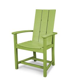 a green plastic chair on a white background