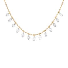 Distinctive and on-trend, this necklace features 13 dangling round brilliant cut diamonds totaling 0.50 carats. Beaded Chain Necklace, Diamonds Direct, Station Necklace, Beaded Dangles, Round Brilliant Cut Diamond, Round Brilliant Cut, Beaded Chain, Round Brilliant, Online Jewelry