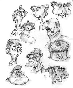 an image of cartoon faces drawn in pencil