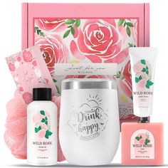 PRICES MAY VARY. The Gift of Luxury: This spa gift basket includes hand cream, soap, shower gel, bath sponge, and a wine tumbler. Each item is crafted to provide a luxurious and relaxing home spa experience. Rose Relaxing Spa Gifts: Enriched with fresh rose and natural ingredients like coconut oil, this set offers gentle, effective skincare. Free from parabens and sulfates, it nourishes and hydrates, leaving your skin beautifully scented and silky smooth. Unique Gifts Box: The included tumbler, Gift Baskets For Mom, Bath Gift Sets, Self Care Gift Ideas, Bath Gifts, Gift Ideas Mothers Day, Bff Love, Body Self Care, Women Self Care, Relaxing Home