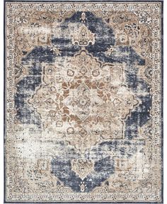 an area rug with blue and beige colors