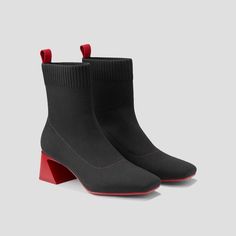 Regina Pro Square-toe Water Repellent Bootie | VIVAIA Professor Fashion, Office Capsule, Black Ruby, Chunky Heel Booties, Woman Sandals, Holiday Shoes, Over 60 Fashion, Winter Attire, Recycled Cardboard