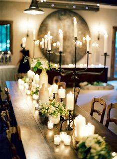 a collage of photos with candles and people at the table in formal wear,