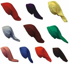 many different colors of hair on top of each other in the shape of headscarves