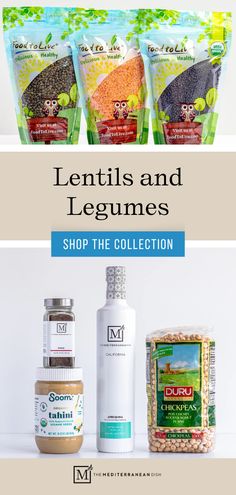 the ingredients for lentils and legumes are shown in this advertise