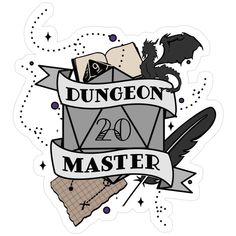 a sticker with the words dunggeon master and an image of a bird