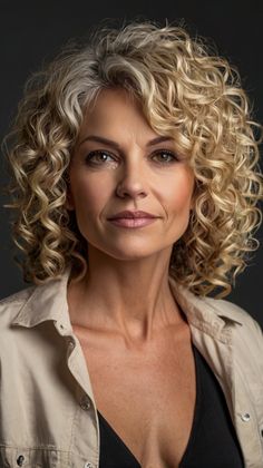 Best Makeovers for Permed Grey Hair Older Women 👑 Older Women Curly Hairstyles, Women Curly Hairstyles, Framing Highlights, Medium Length Curly Hair, Hair Older Women, Glamorous Hair, Medium Curly Hair Styles, Haircuts For Wavy Hair