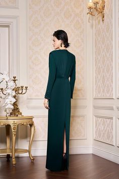 Sabrina Sheath Pleated Shoulder Crepe Floor Length Dress | MEAN BLVD Classic Formal Gown With Pleated Bodice, Formal Fitted Gown With Pleated Back, Elegant Fitted Maxi Dress For Formal Occasions, Elegant Full-length Evening Dress With Pleated Bodice, Elegant Full-length Evening Dress With Fitted Bodice, Elegant Fitted Full-length Evening Dress, Elegant Fitted Dinner Gown, Elegant Fitted Gown For Dinner, Elegant Full-length Gown With Sweep Train