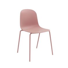 a pink plastic chair against a white background