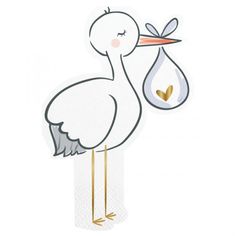 a stork with a baby in it's beak is holding a bag