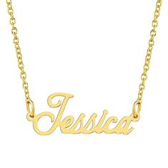 Introducing the KISPER 18K Gold Plated Stainless Steel Personalized Name Pendant Necklace – a unique and meaningful way to express your individuality. This customized necklace features a pendant crafted from durable stainless steel, plated with opulent 18K gold, and delicately designed with your chosen name. The personalized touch adds a special and sentimental element to this elegant accessory. The necklace allows you to carry your name close to your heart, making it a distinctive and stylish p Personalized Pendant Necklace, Customized Necklace, Personalized Gold Necklace, Name Pendant, Nameplate Necklace, Gold Name Necklace, Personalized Pendant, Name Jewelry, Custom Name Necklace