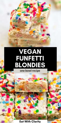 vegan funfetti blondies with text overlay