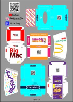 an assortment of different types of food packaging designs and their contents are shown in this image